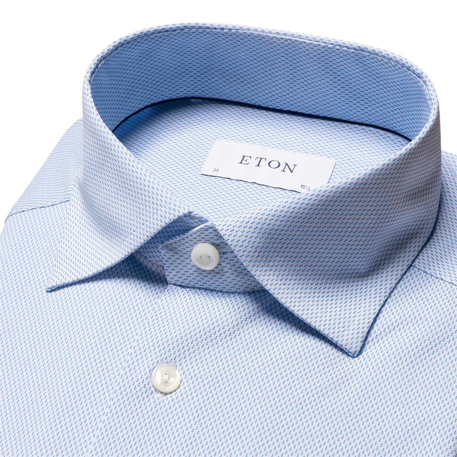 Eton Light Blue 3D Four-Way Stretch Shirt Skjorte Blå Mønster - modostore.no