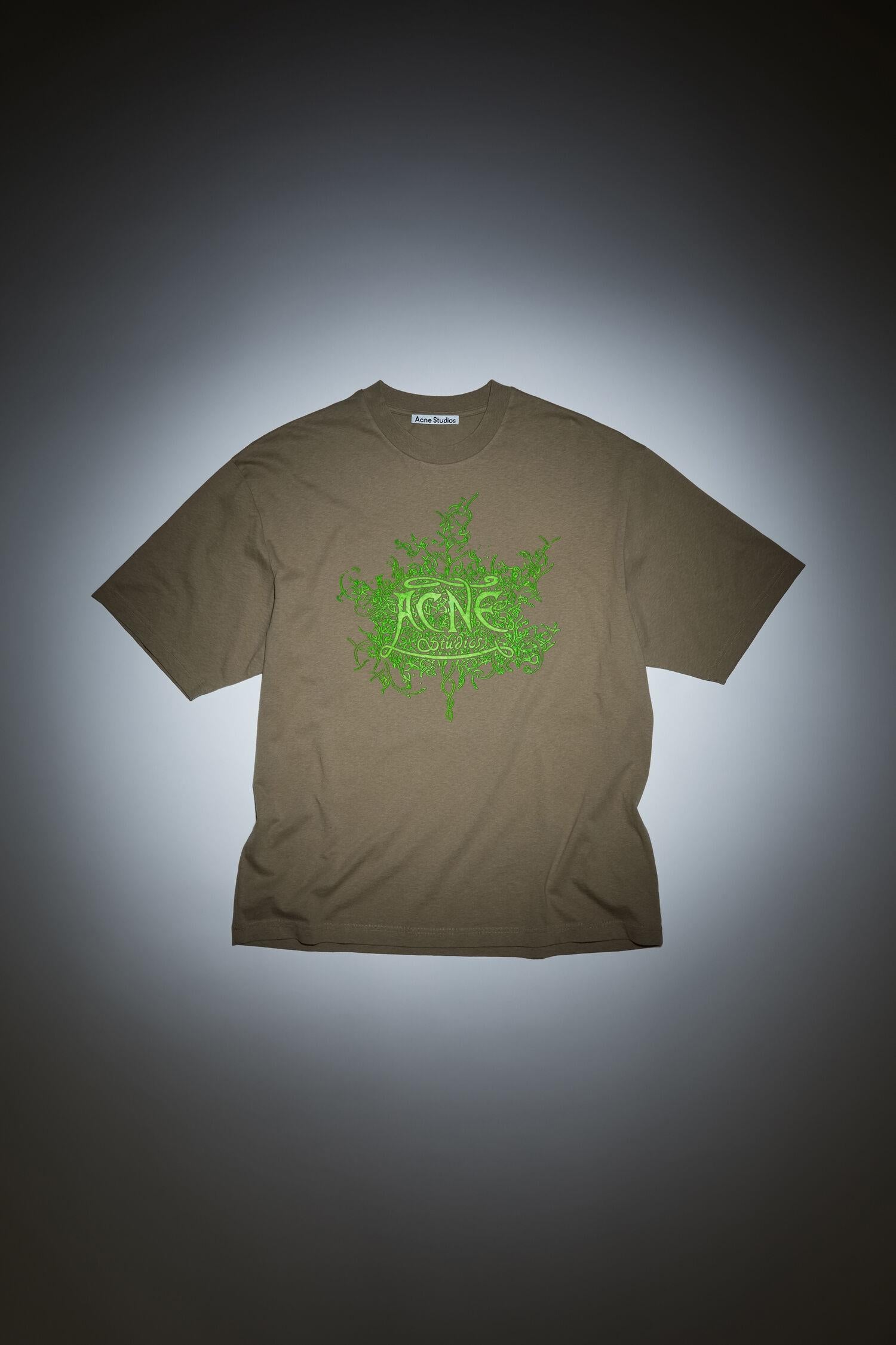 Acne Glow In The Dark Logo T-Shirt T-shirt Beige - [modostore.no]