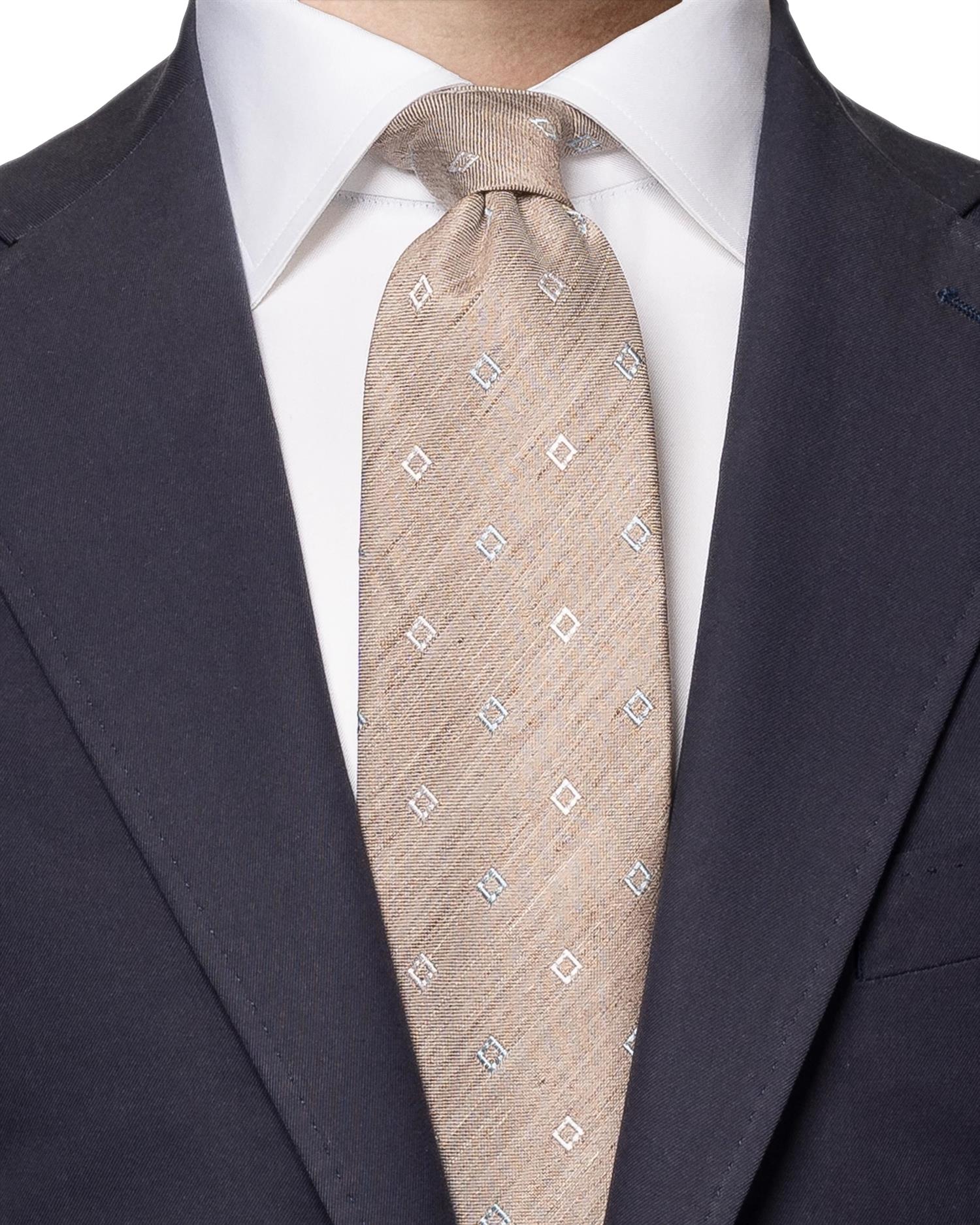 Eton Geometric Silk Linen Tie Slips Brun - [modostore.no]