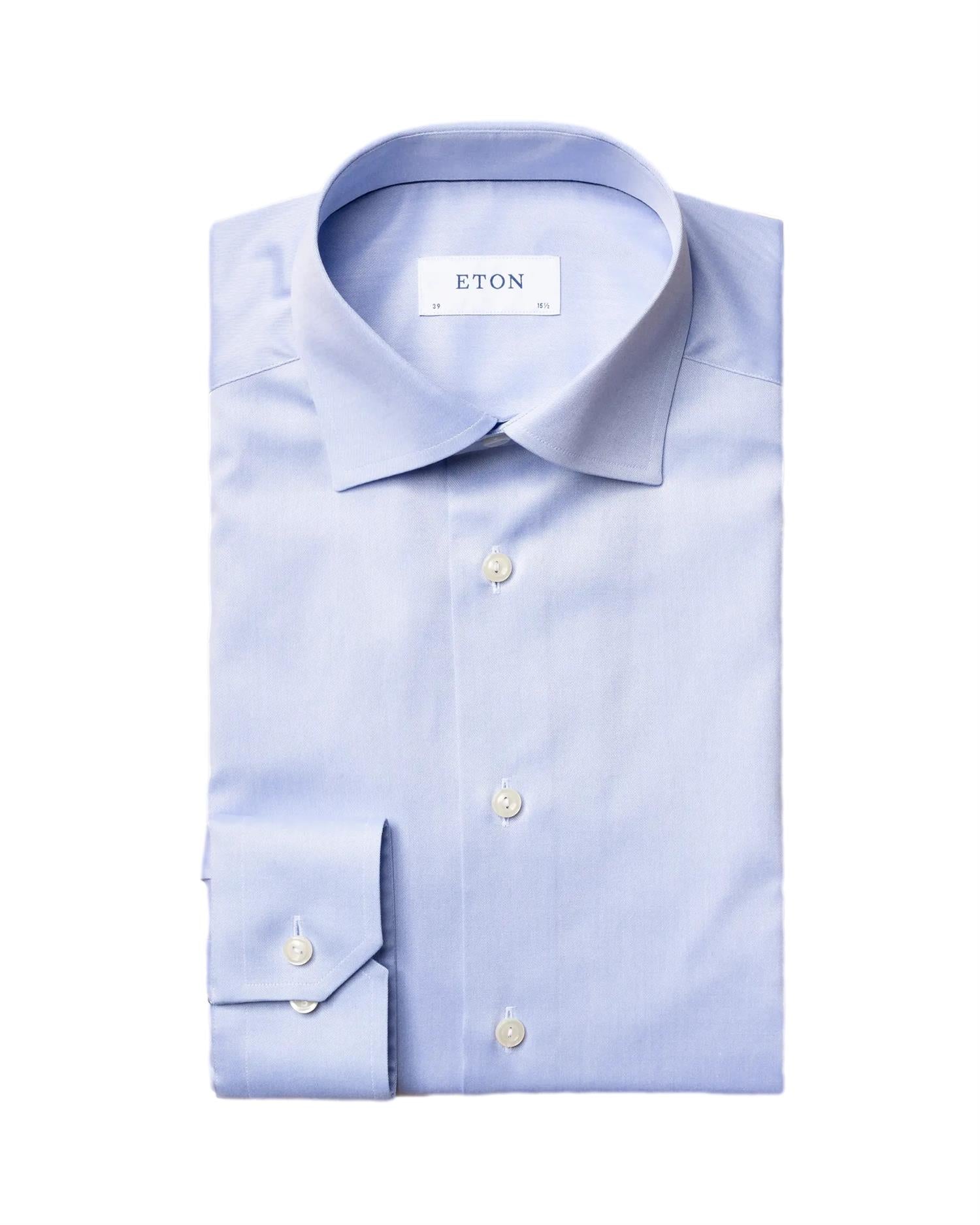 Eton 3000 Contemporary Blue Signature Twill Shirt Skjorte Lyseblå - [modostore.no]