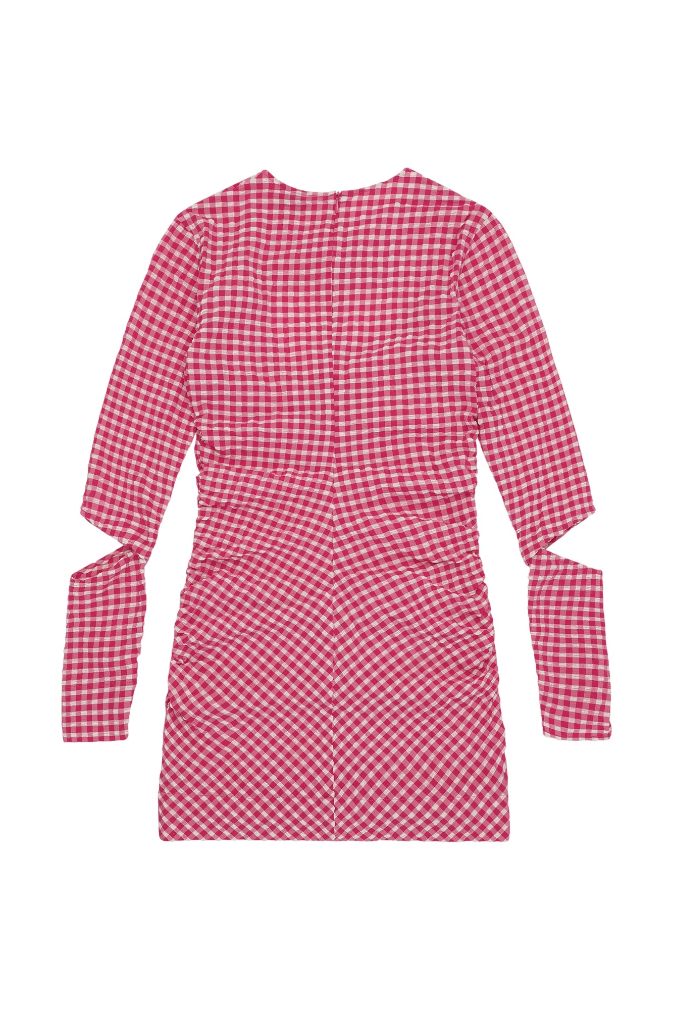 Ganni Stretch Seersucker Cutout Mini Dress Kjole Rød - [modostore.no]