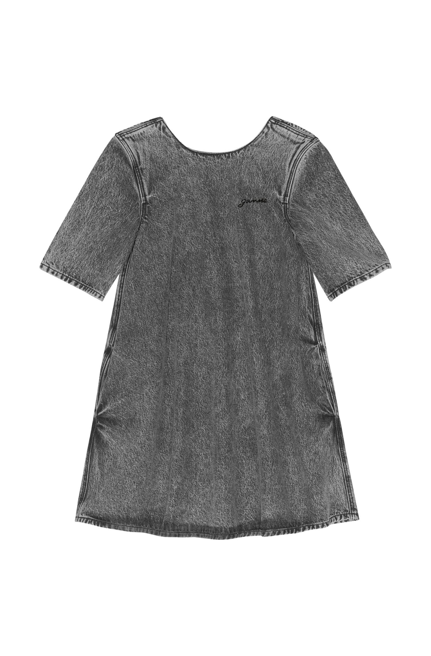 Ganni Washed Denim Mini Dress Kjole Vasket Sort - [shop.name]