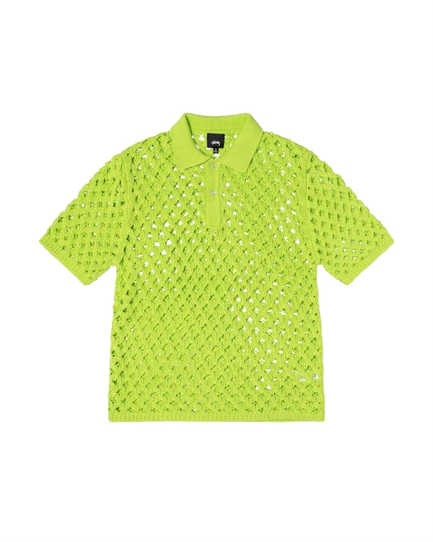 Stussy Big Mesh Polo Sweater T-shirt Limegrønn