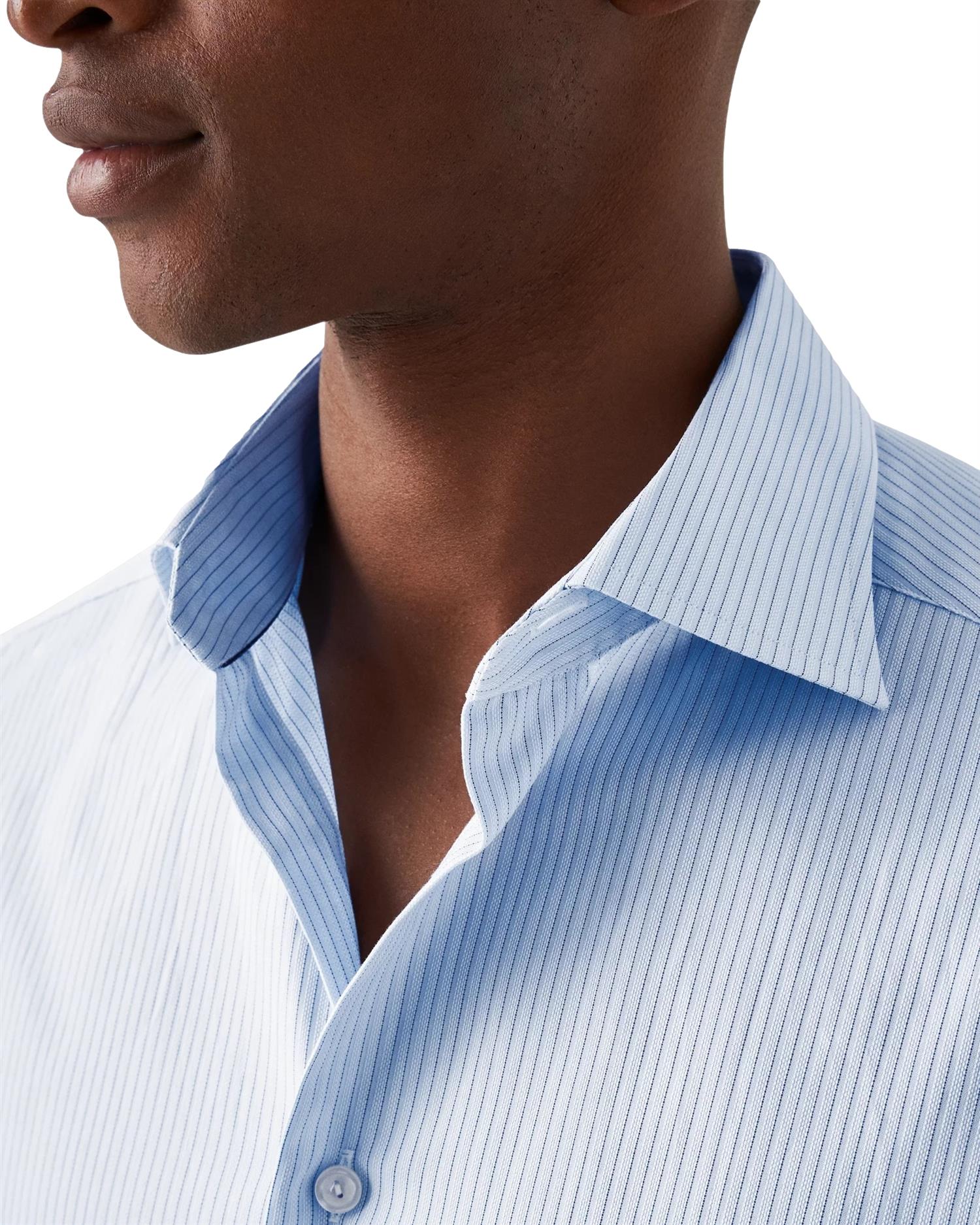 Eton Light Blue Striped Signature Twill Shirt Skjorte Stripet - [modostore.no]
