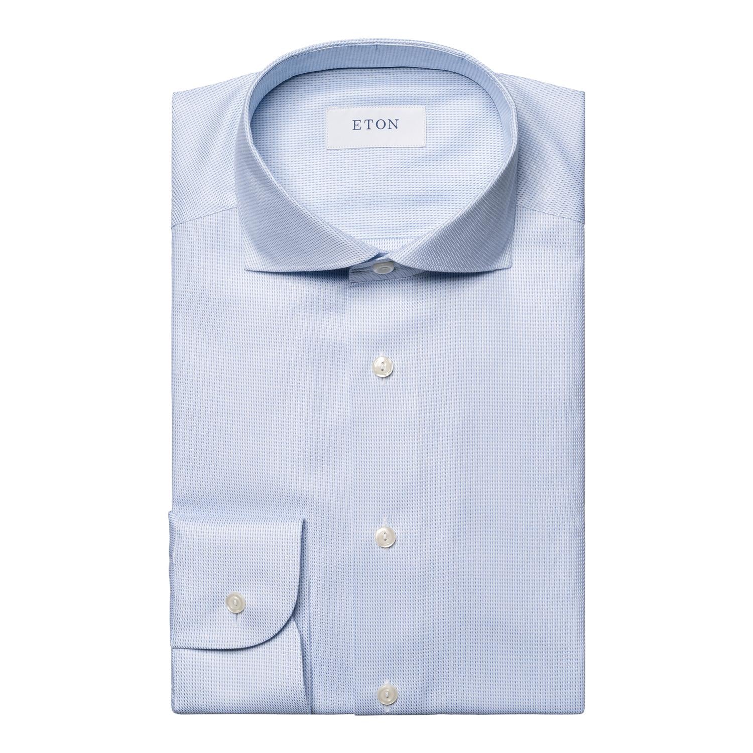 Eton Light Blue Fine Twill Shirt Skjorte Lyseblå - modostore.no