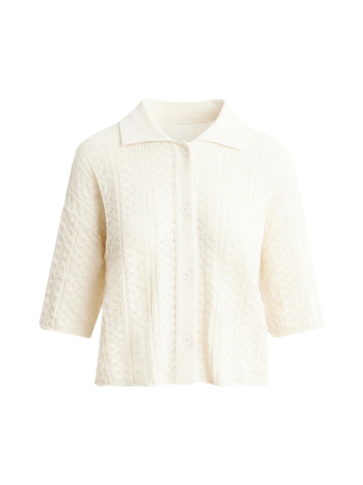 Holzweiler Loch Crochet Knit Shirt Skjorte Hvit - [modostore.no]