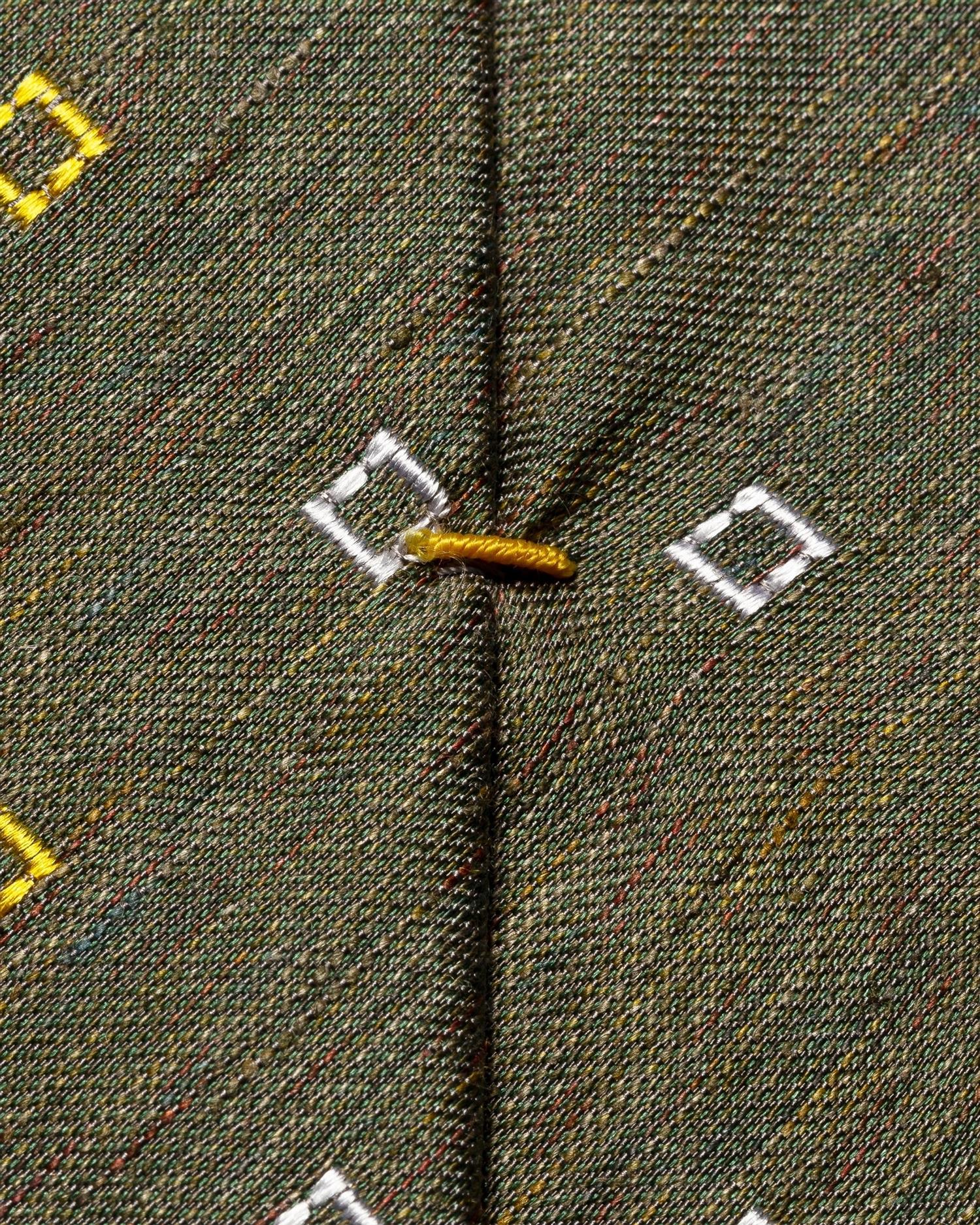 Eton Geometric Silk Linen Tie Slips Mørkegrønn - [modostore.no]