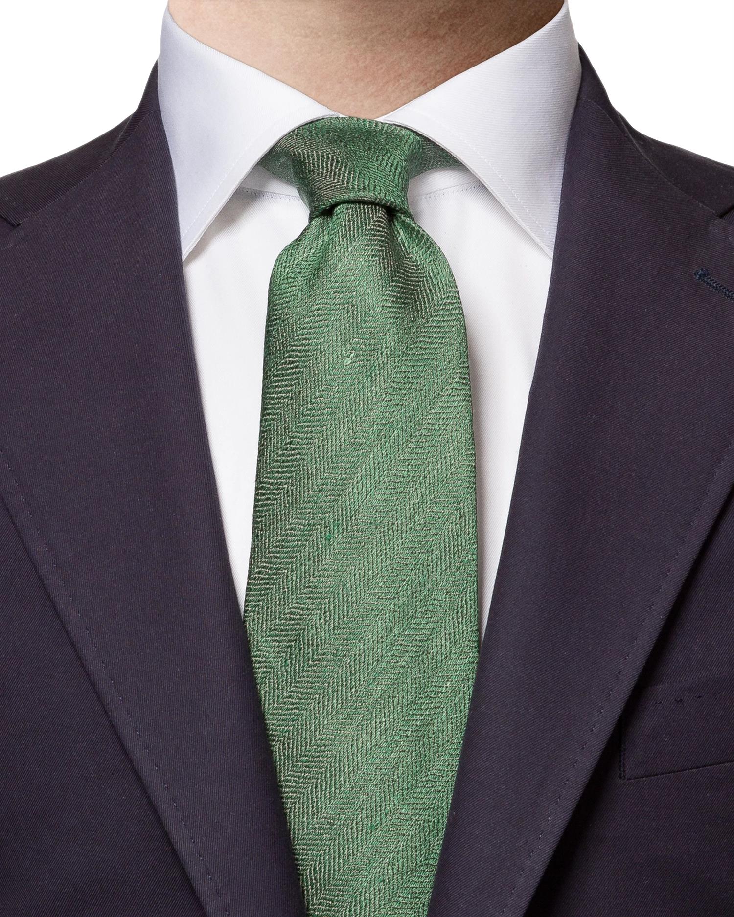 Eton Green Silk and Linen Tie Slips Lysegrønn - [modostore.no]