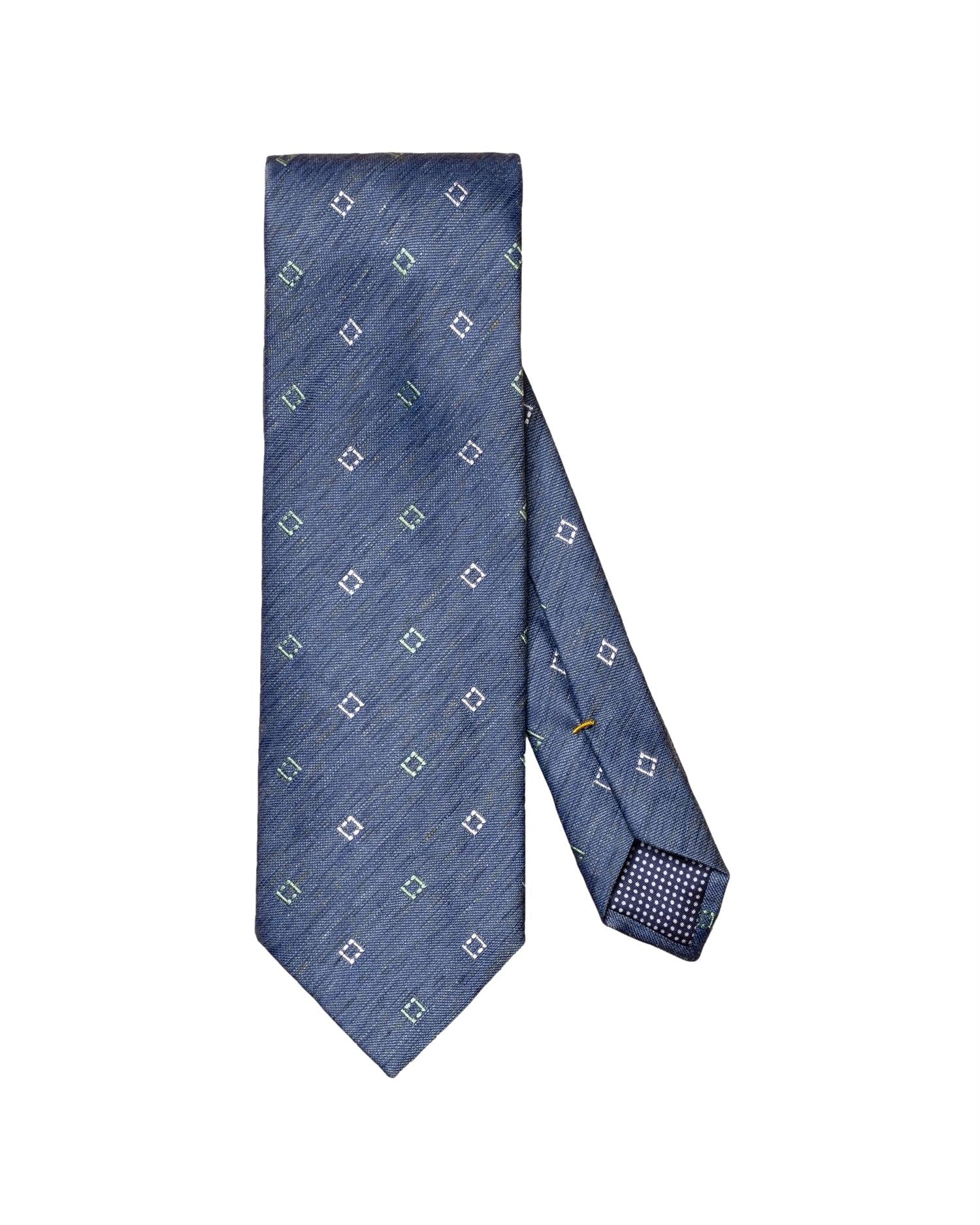 Eton Geometric Silk Linen Tie Slips Marine - modostore.no