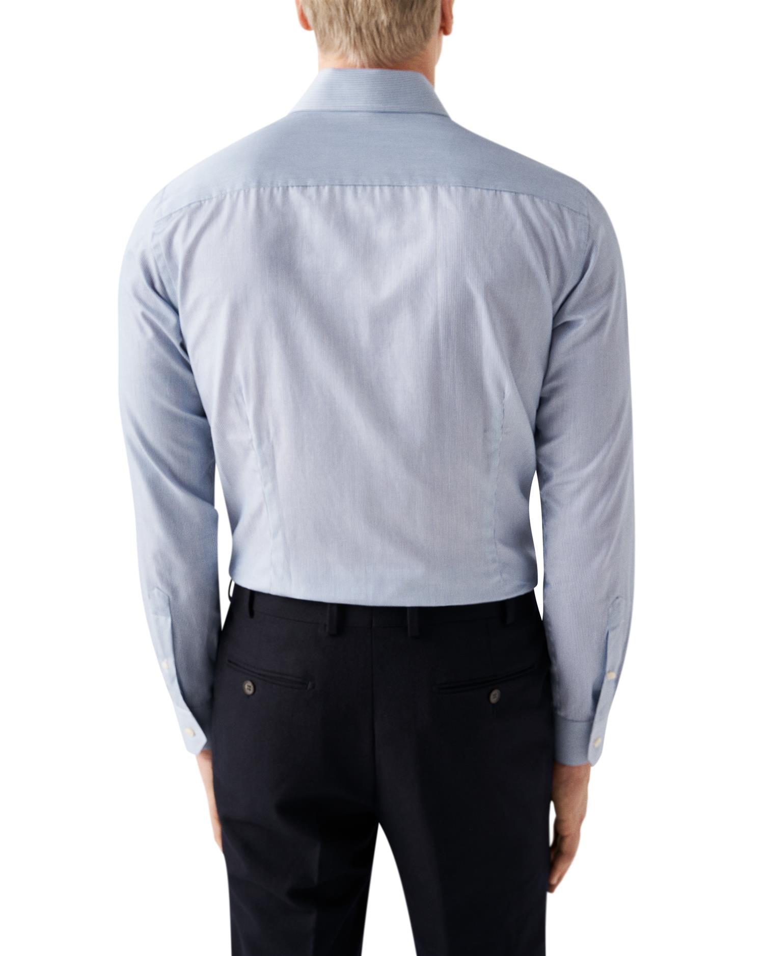 Eton Fine Stripe Signature Twill Shirt Skjorte Stripet Mørkeblå - [shop.name]